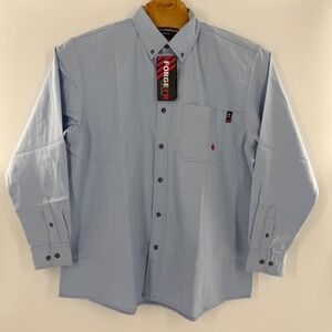 Forge FR Flame Resistant Work Shirt Mens XL Blue Geometric Print NFPA 2112 CAT 2